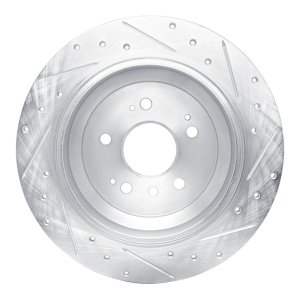 Honda Pilot Brake Rotor (1) - Rear Left - R1 Concepts - Drilled & Slotted - Silver - `16-`25